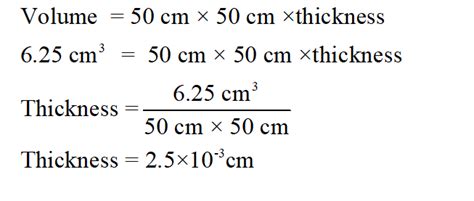 volume vs thickness chemistry